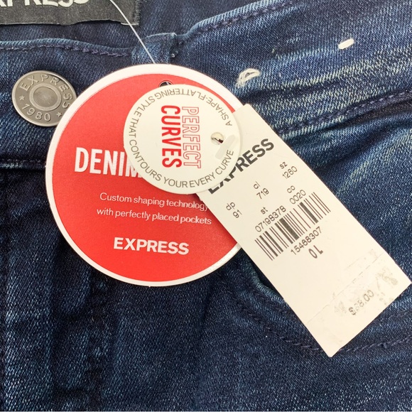 NWT $88 Express Denim Perfect High-Rise Dark Wash Perfect Curves Skinny Jeans 0L - Picture 6 of 10